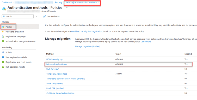 Captură de ecran a unui sistem de securitate care prezintă setările pentru potrivirea numerelor în Azure Portal.