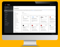 Ecran de computer cu afișaj alb-negru care prezintă software și funcții multimedia.
