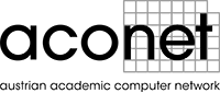 Logo negru și alb pe site-ul web al partenerului tehnologic din Austria.
