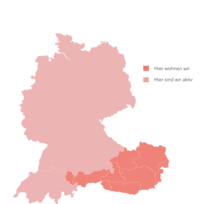 Hartă colorată a Germaniei pentru vizualizarea soluțiilor digitale regionale de la CANCOM.