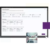Captură de ecran a unui computer cu o interfață utilizator pentru planificarea inteligentă a producției.