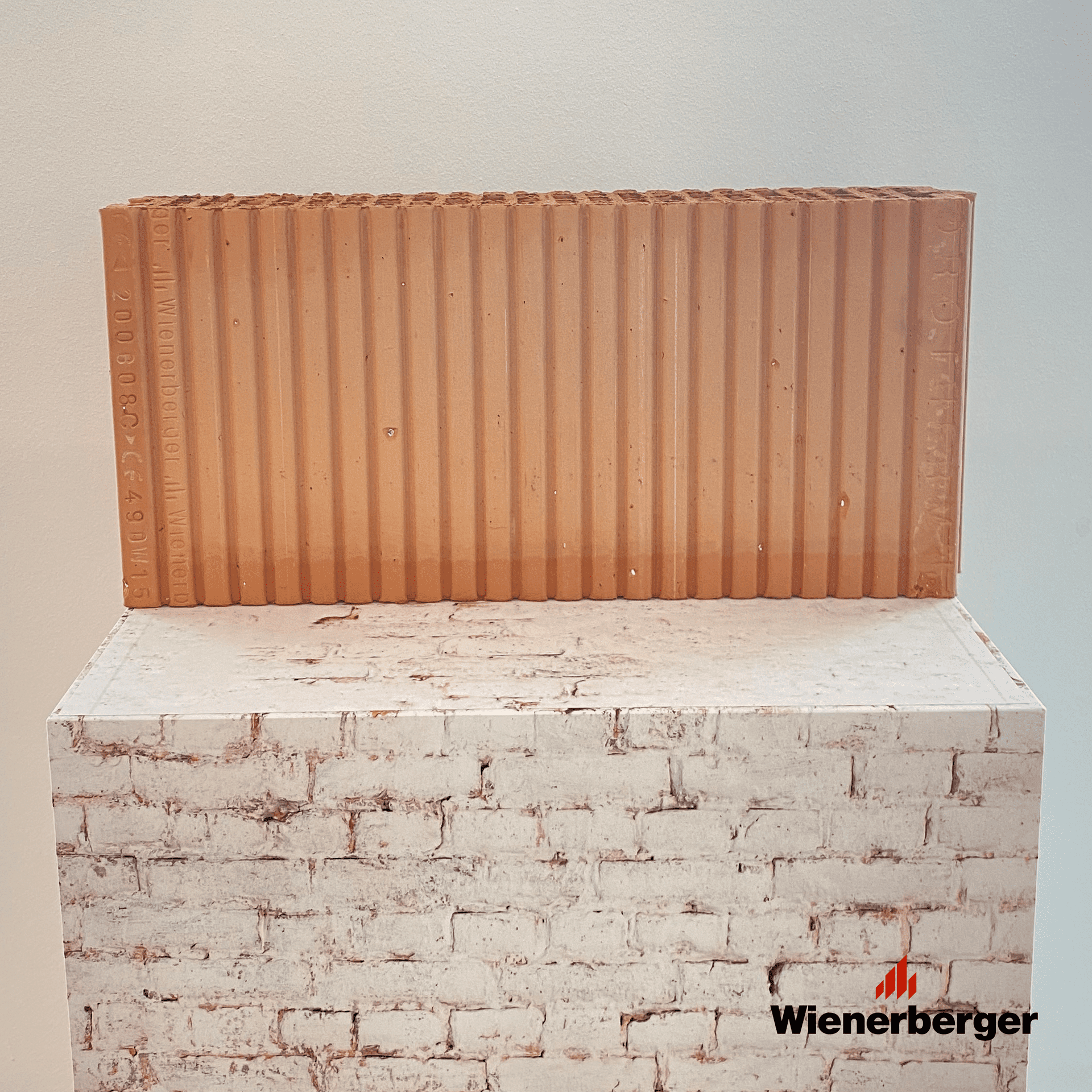 Zid de cărămidă texturată ca reprezentare artistică a digitalizării pe Aleea CANCOM smART.